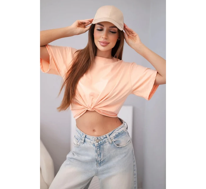 Dámská bavlněná basic halenka s krátkým rukávem lososová Dámská bavlněná basic halenka s krátkým rukávem lososová