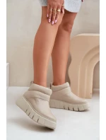Zazoo 60470 Kožené boty zateplené vlnou na platformě světle béžové