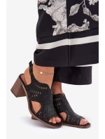 Dámské Sandály S Prořezáváním Na Podpatku Černé Tosine Dámské Sandály S Prořezáváním Na Podpatku Černé Tosine