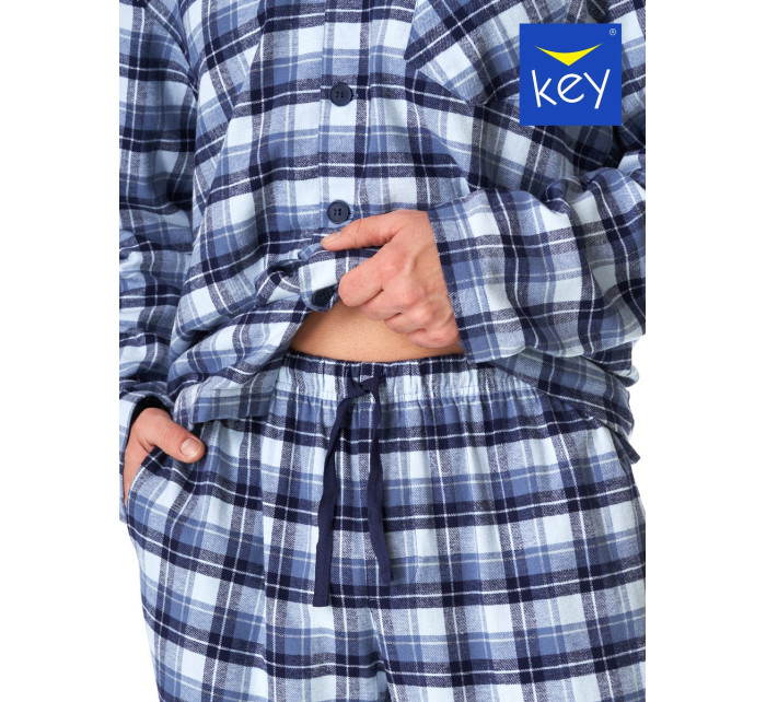 Pánské rozepínací pyžamo MNS 426 B23 dł/r modré - Key