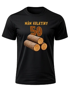 Triko - Pánské bavlněné tričko s potiskem - MÁM KULATINY 50 - černé