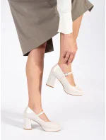 Exkluzívní hnědé  polobotky dámské na širokém podpatku