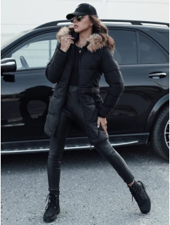 Dámská prošívaná bunda s kožešinou černá FashionStreet TY4577