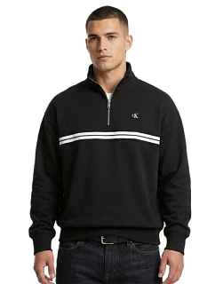 Calvin Klein Fleecová mikina na zip s kapucí Logo Tape Black - LZ04RE285G-UB1 pánské
