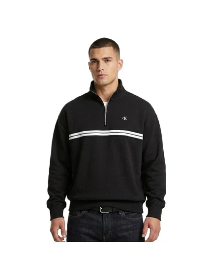 Calvin Klein Fleecová mikina na zip s kapucí Logo Tape Black - LZ04RE285G-UB1 pánské