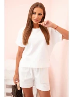 Dámský punto set s krátkými rukávy a šortkami ecru Dámský punto set s krátkými rukávy a šortkami ecru