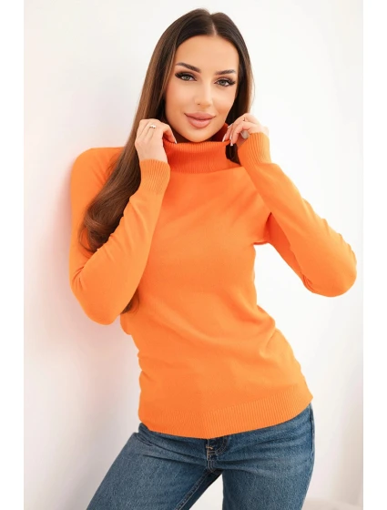 Dámský svetr z viskózy s rolákem a dlouhým rukávem oranžový Dámský svetr z viskózy s rolákem a dlouhým rukávem oranžový