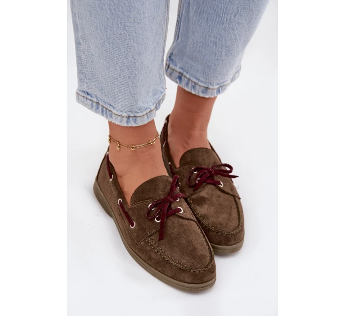 Polobotky Mokasiny Dámské S Vázáním Tmavě Zelené Calivra