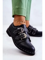 Dámské kůže Polobotky Se Sponami Lu Boo Černé Dámské kůže Polobotky Se Sponami Lu Boo Černé