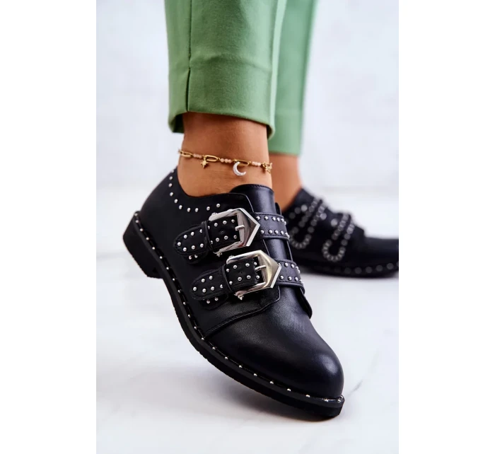 Dámské kůže Polobotky Se Sponami Lu Boo Černé Dámské kůže Polobotky Se Sponami Lu Boo Černé