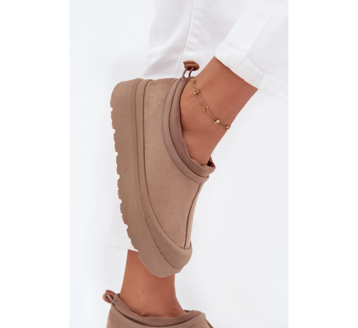 Dámské sněhule na platformě s nízkým svrškem Izamine – tmavě béžové Dámské sněhule na platformě s nízkým svrškem Izamine – tmavě béžové