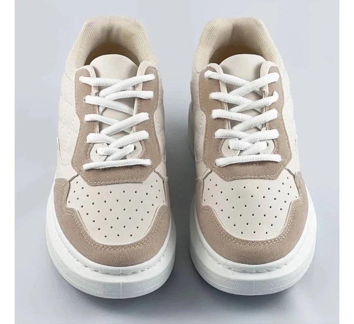 Béžové dámské šněrovací sportovní polobotky (RC-50)