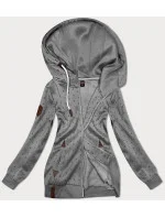 Šedá dámská rozepínací mikina se stahovacími lemy model 19678081 - 6&8 Fashion