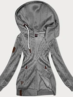 Dámská rozepínací mikina s žebrovanými manžetami šedá (2306)