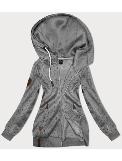 Šedá dámská rozepínací mikina se stahovacími lemy model 19678081 - 6&8 Fashion