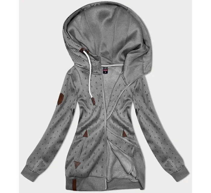 Šedá dámská rozepínací mikina se stahovacími lemy model 19678081 - 6&8 Fashion