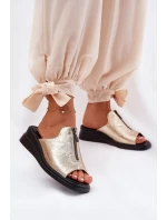 Dámské Pantofle Na Klínu Se Zipem Zlaté Irriva Dámské Pantofle Na Klínu Se Zipem Zlaté Irriva