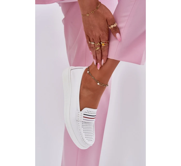 Dámské Kožené Mokasíny Bílé model 21696947 - EVENTO Dámské Kožené Mokasíny Bílé model 21696947 - EVENTO