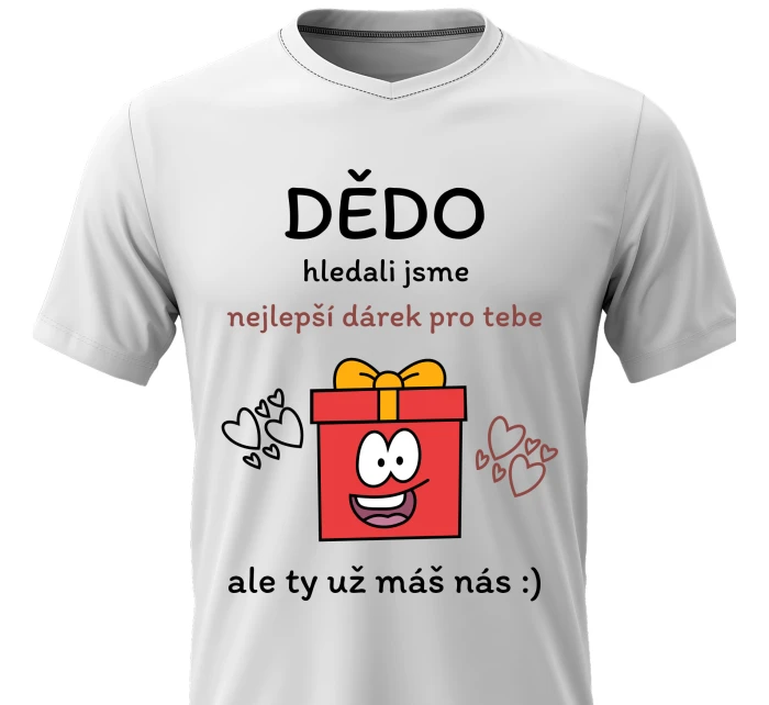 Pánské bavlněné tričko s potiskem - NEJLEPŠÍ DÁREK PRO DĚDU - bílé 