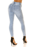 Sexy džíny s vysokým pasem a roztrženým kolenem