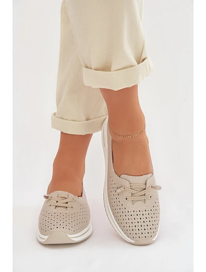 Kožené dámské polobotky LR61-7044 béžové - S.Barski