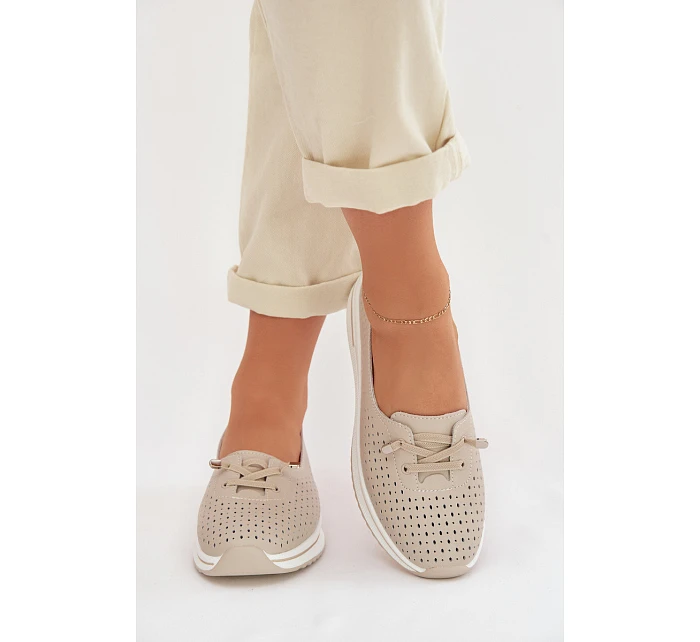 Kožené dámské polobotky LR61-7044 béžové - S.Barski