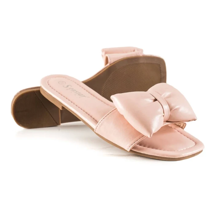 Pěkné růžové dámské nazouváky bez podpatku Pěkné růžové dámské nazouváky bez podpatku