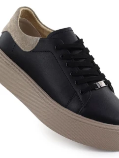 Dámské kožené sportovní polobotky na platformě černé Filippo DP6119