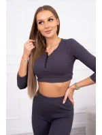 Pruhovaný set krátký top grafitový