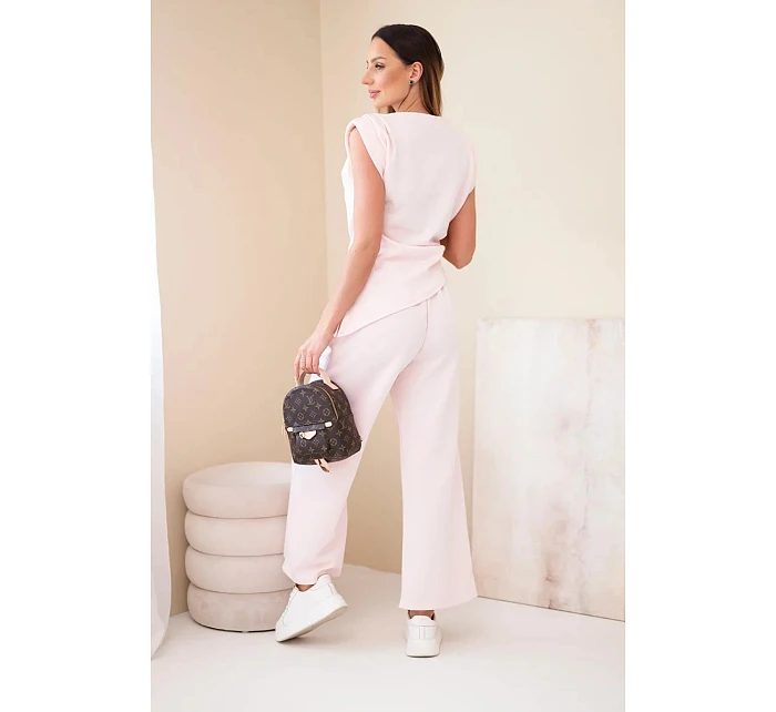 Komplet asymetrická halenka + kalhoty pudrově růžová Komplet asymetrická halenka + kalhoty pudrově růžová