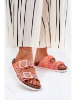 Dámské Pantofle S Přezkami A Leskem Oranžové S.Barski RB51-006