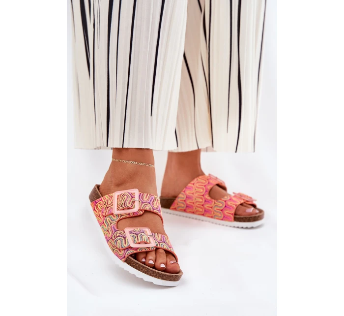 Dámské Pantofle S Přezkami A Leskem Oranžové S.Barski RB51-006