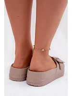 Dámské pěnové sandály na platformě s přezkou Big Star TT274A079 tmavě béžové