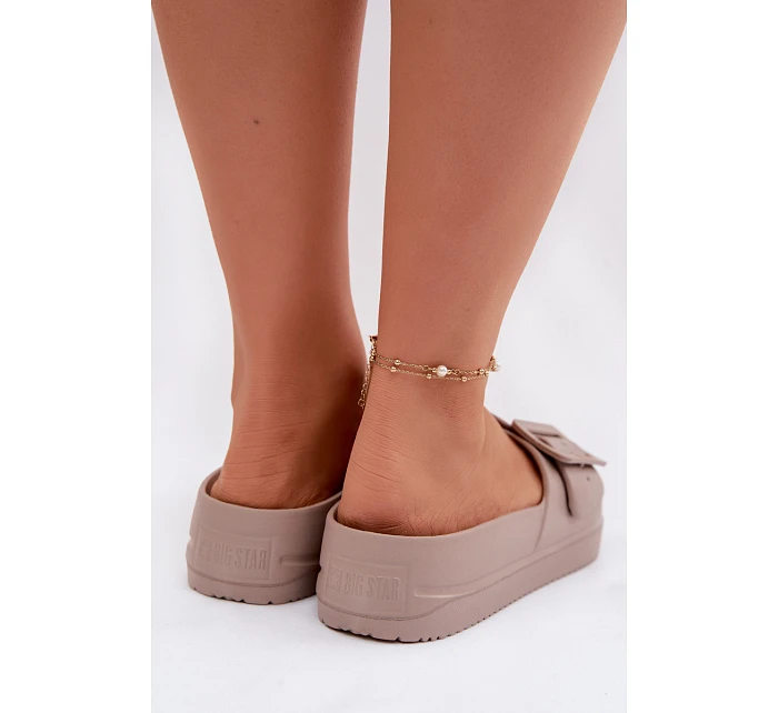 Dámské pěnové sandály na platformě s přezkou Big Star TT274A079 tmavě béžové