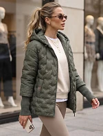 Dámská prošívaná bunda s kapucí, zelená, FashionStreet TY5869