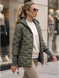 Kurtka damska pikowana z kapturem zielona model 22341112 - FashionStreet