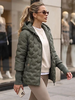 Kurtka damska pikowana z kapturem zielona model 22341112 - FashionStreet