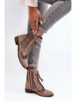 Děrované kožené botky Zazoo 2695 Beige