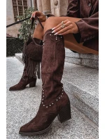 Dámské Kožené  S Dekorací Na Sloupku Čokoládové model 21715056 - Boto