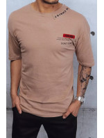 Pánské tričko s potiskem a nášivkami na cappuccino Dstreet RX4609z