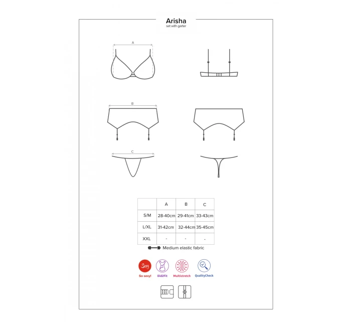 Smyslný set Arisha set with garter belt - Obsessive