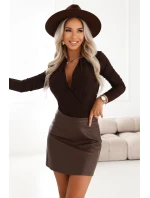 Dámské BODY s obálkovým výstřihem čokoládové model 21787438 - numoco