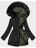 Dámská teplá zimní bunda oboustranná černá/khaki (w610) Dámská teplá zimní bunda oboustranná černá/khaki (w610)