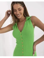 Zelené dámské tužkové šaty se zlatými knoflíky (7803)