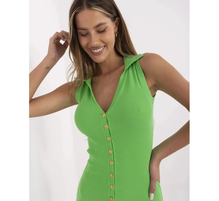 Zelené dámské tužkové šaty se zlatými knoflíky (7803)