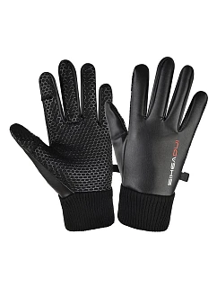 Pánské zateplené protiskluzové rukavice pro telefon - černé