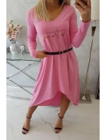 Šaty s ozdobným páskem a nápisem light pink