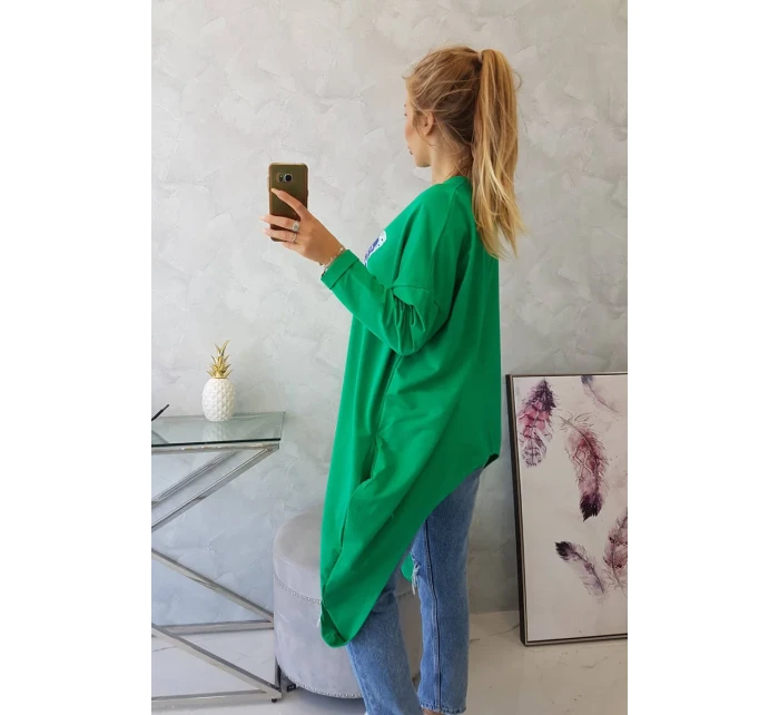 Oversize halenka s potiskem světle zelená