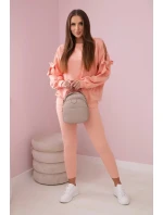 Sada mikiny s mašlí na rukávech a legínách losos Sada mikiny s mašlí na rukávech a legínách losos