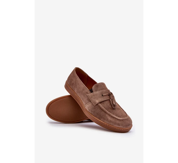 Pánské semišové mokasíny polobotky Zazoo 1566 hnědé